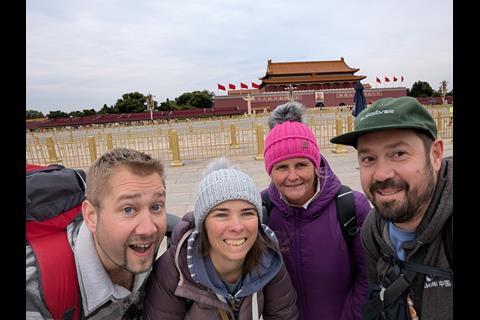 Carisbrooke College staff members - Joe Briscoe, Laura Lee, Karen Begley and Adam Burnett, Tiananmen Square, Beijing